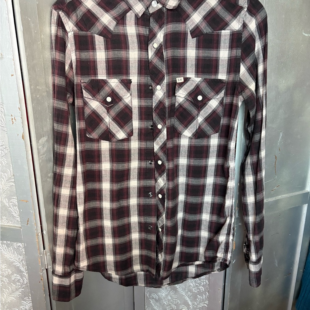 Salt valley pearl buttons Plaid Button-Up Shirt